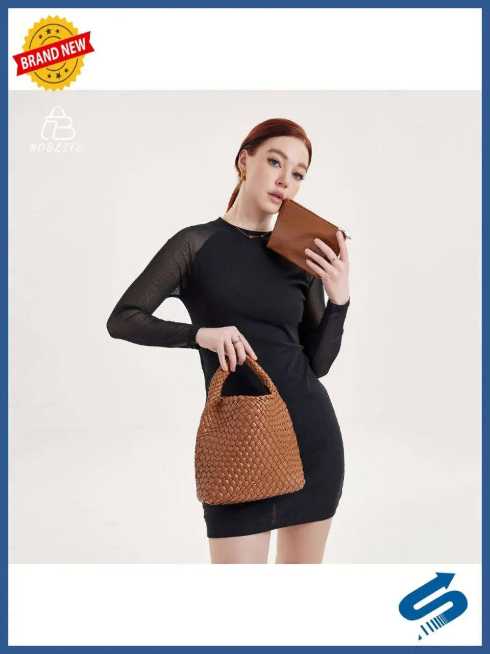 Vegan Leather Handwoven Tote Bag, Petite Shoulder Purse, Woven Hobo